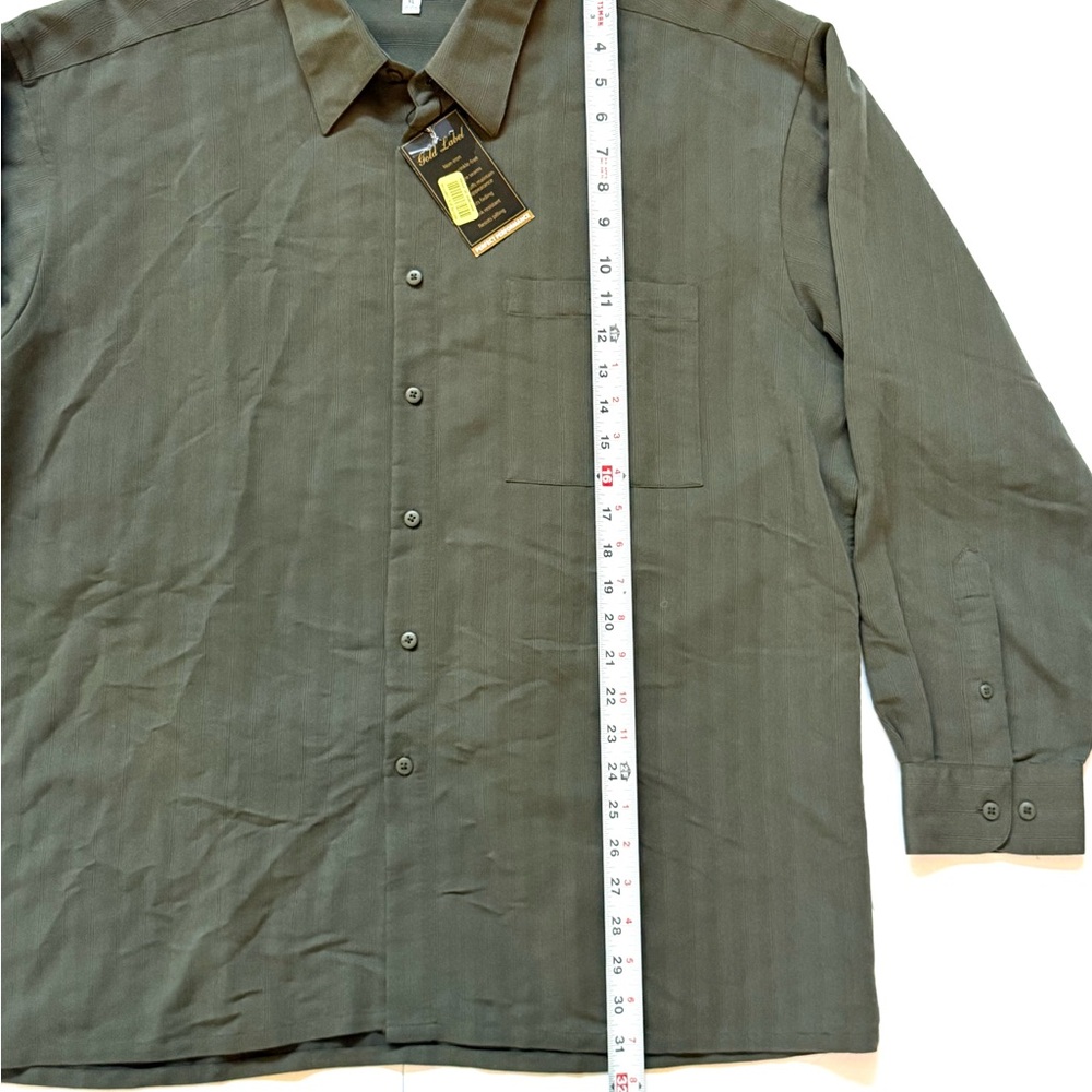 Men's Olive Green Long Sleeve BUTTON DOWN Shirt Sz LARGE by PIERRE CARDIN‎ - Picture 4 of 5